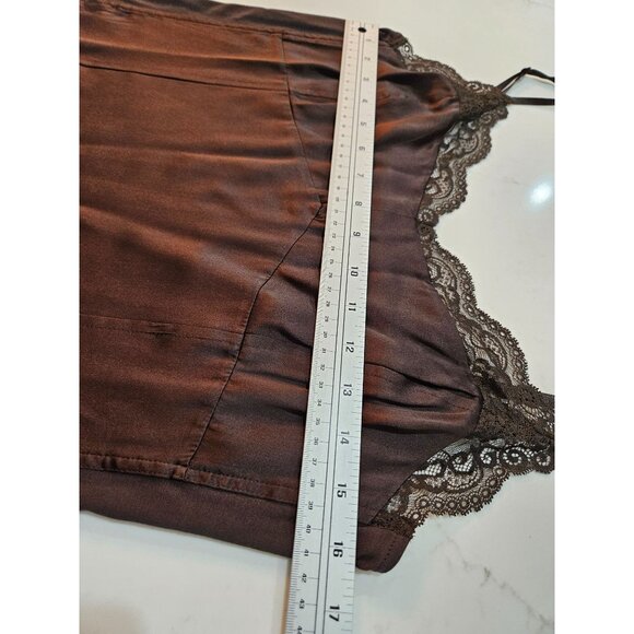 Ann Taylor Vintage Y2K Petites LP Camisole Top Brown Silk Lace Trim Feminine - Picture 9 of 9